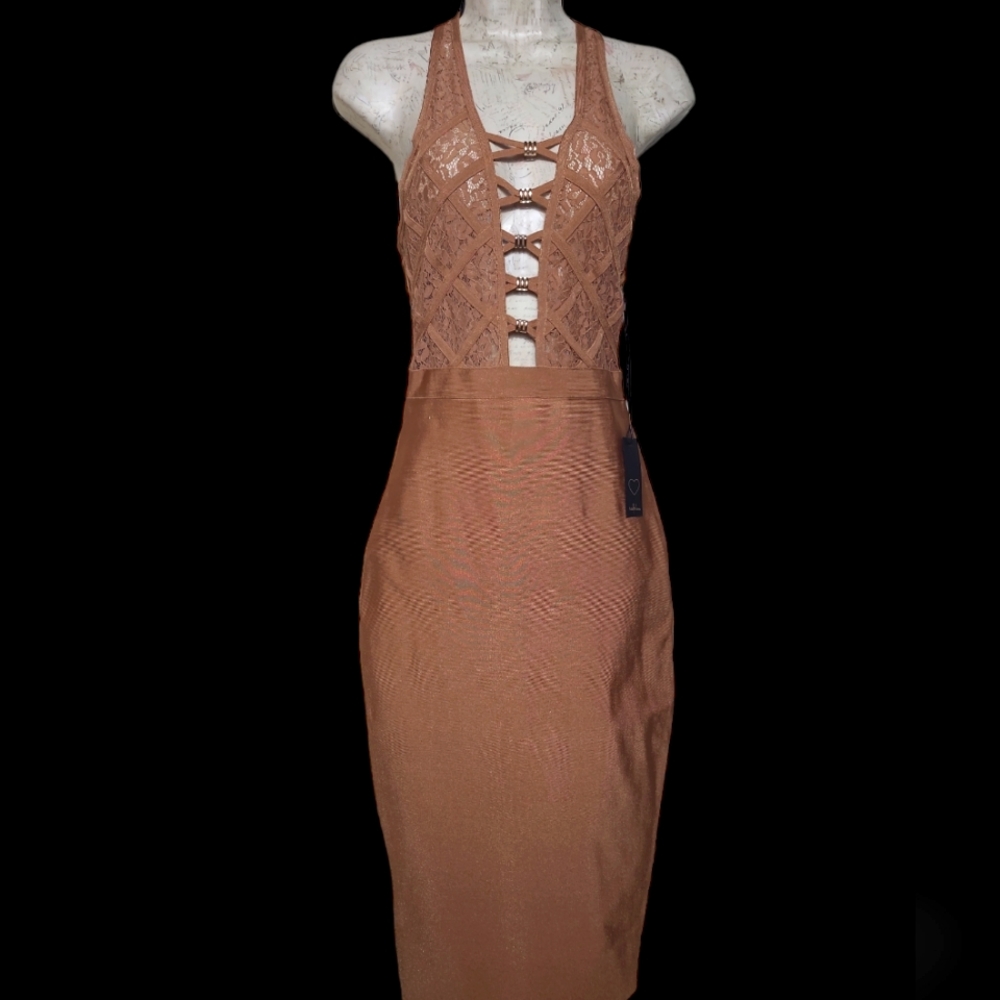 Cocktail Bandage Dress Nude Size Small